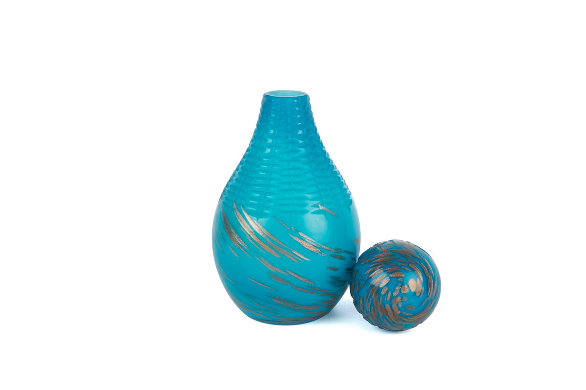 Mikasa Moor Mavi Bronz Dekoratif Cam Şişe 17x35cm