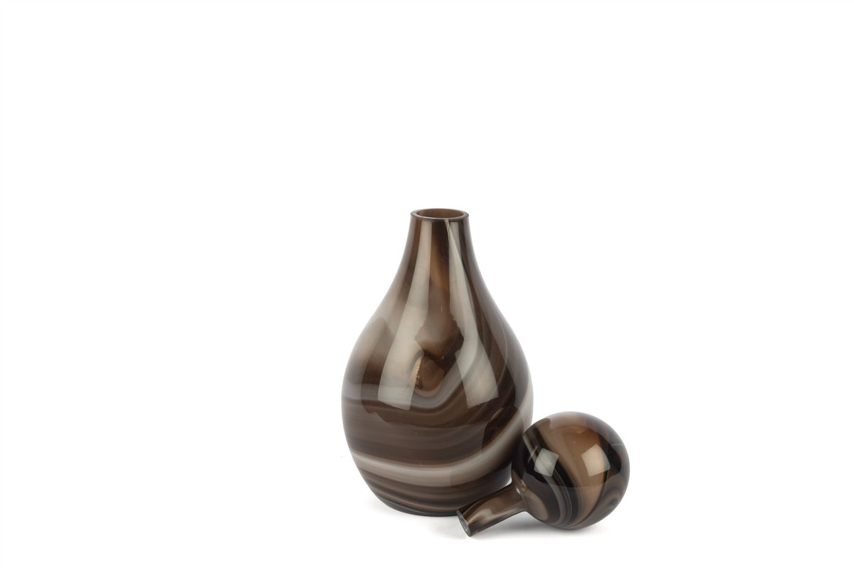 Mikasa Moor Kahve Krem Kapaklı Dekoratif Şişe 18x36cm