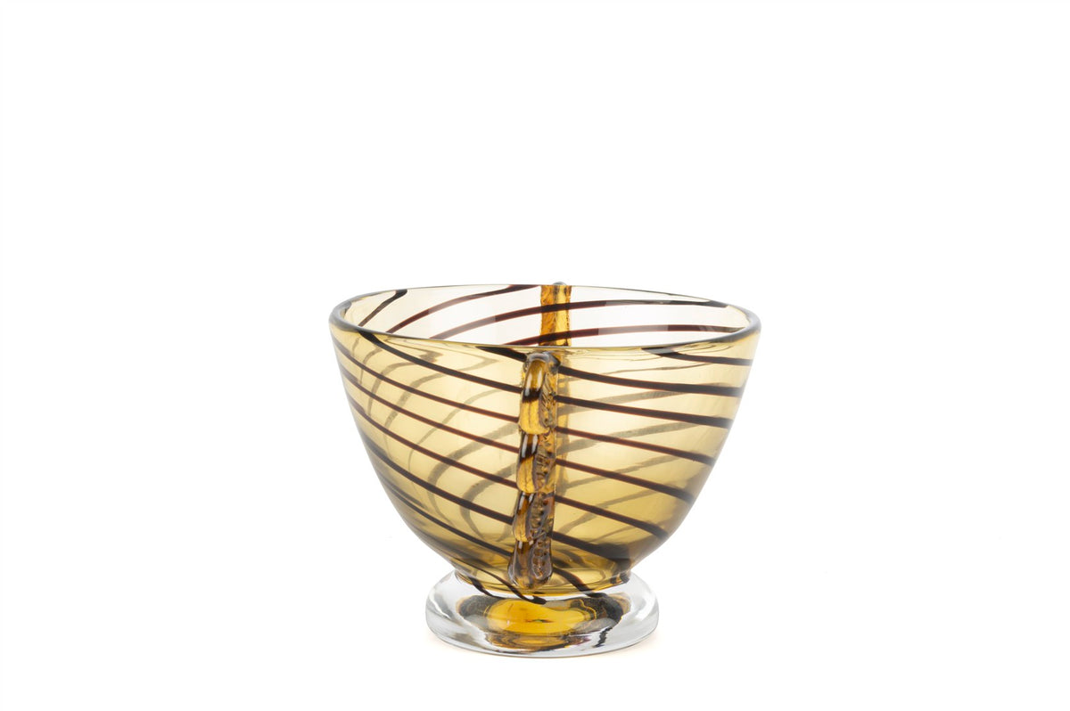 Mikasa Moor Amber Siyah Çizgili Cam Dekoratif Kase 27x22x17cm