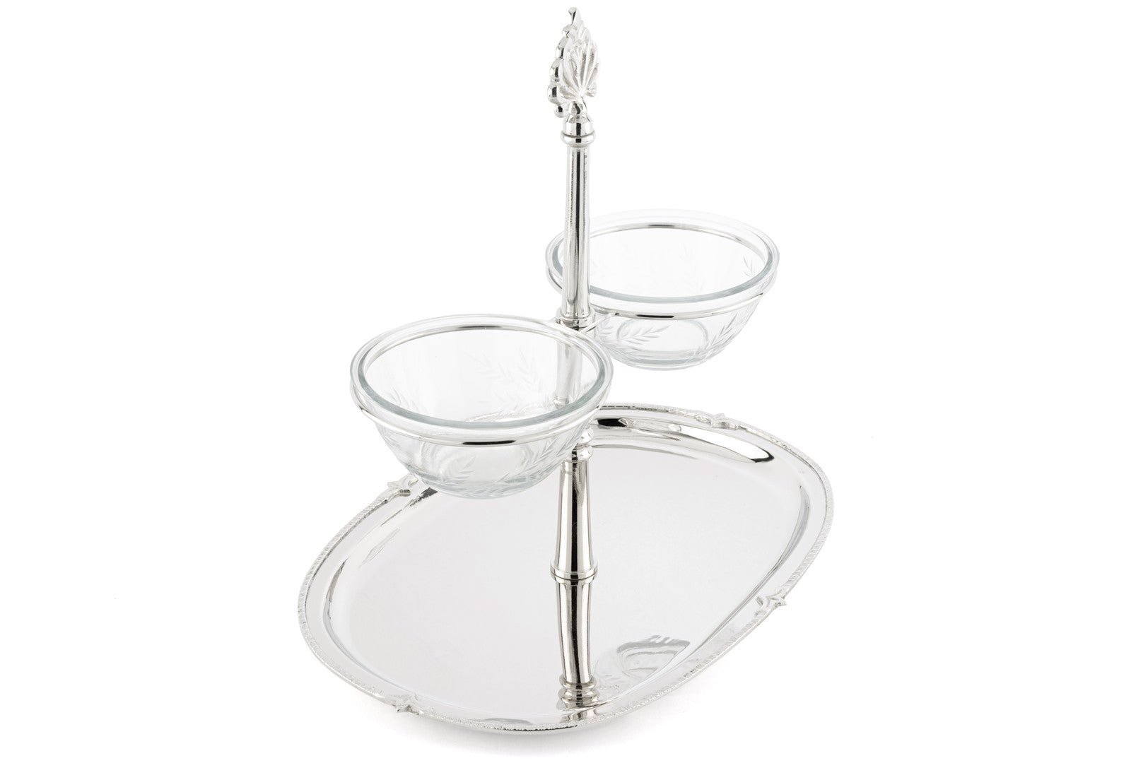 Mikasa Moor Gümüş 2li Cam Dip Soslu Oval Sunumluk 35x25x33cm
