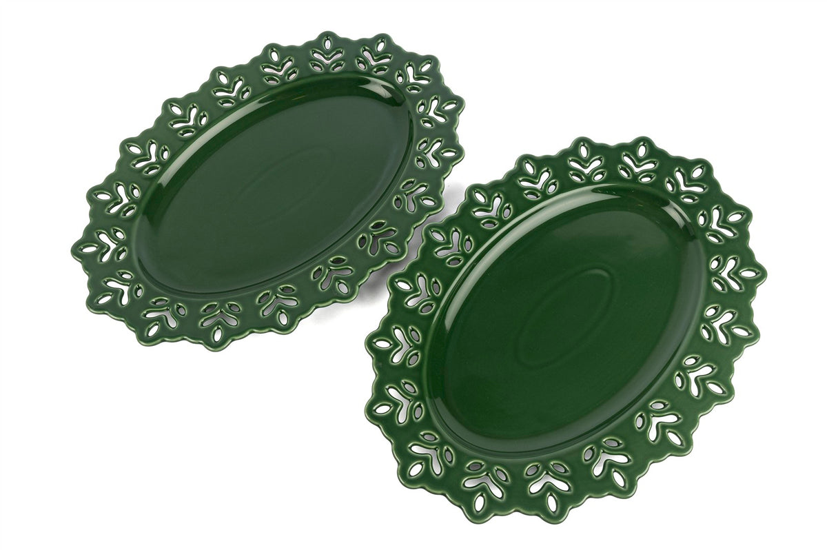 Mikasa Moor Yeşil Oval 2li Servis Tabağı 32x22cm