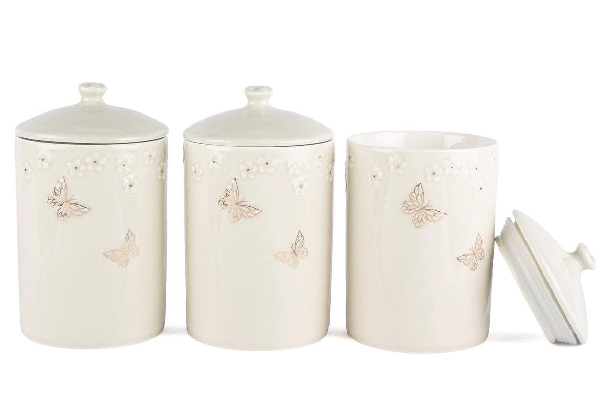 Mikasa Moor Papiliora Açık Gri 3lü Kavanoz 10x17cm 750ml