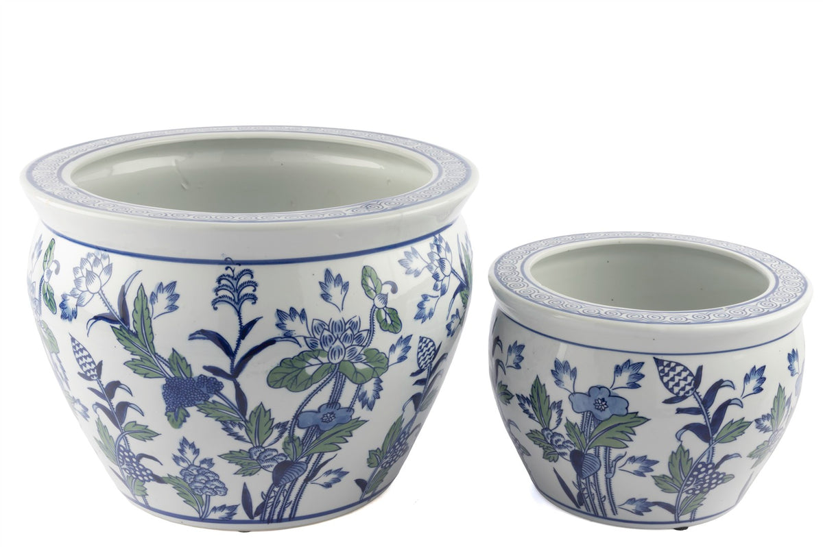 Mikasa Moor Blue Blanc 2'li Saksı 25x19 36x26cm