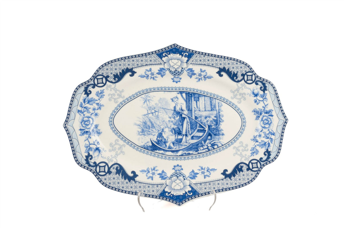 Mikasa Moor Blue Garden Tekli Oval Servis Tbağı 22x30cm