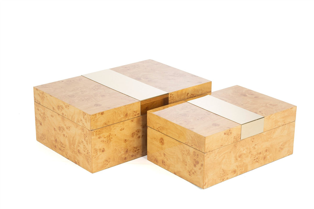 Mikasa Moor 2 li Krem Ahşap Dekoratif Kutu 24x16x10cm 30x20x12cm