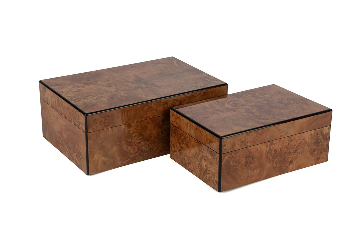Mikasa Moor 2 li Siyah Şeritli Kahve Dekoratif Kutu 24x16x10cm30x20x12cm