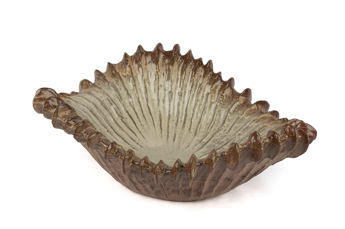 Mikasa Moor Krem Kahve Dekoratif Dalga Seramik Tabak 48x35x19cm