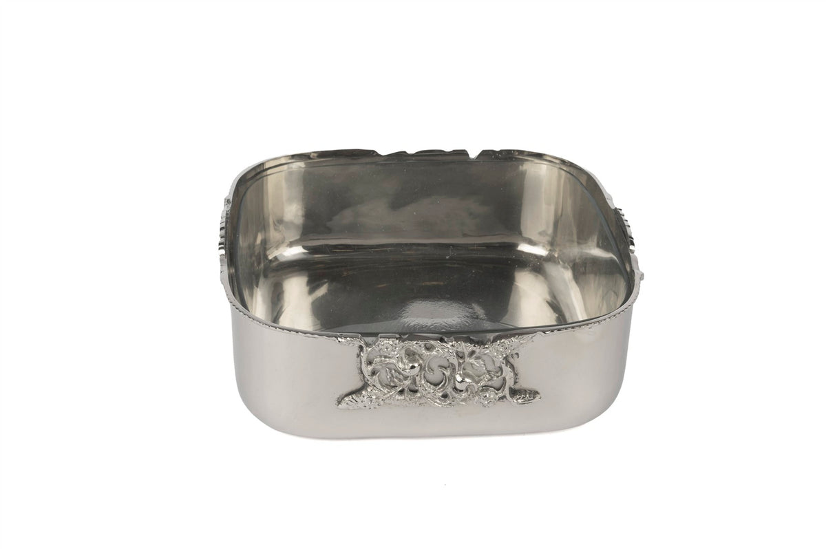 Mikasa Moor Silver İşlemeli Tepsili Cam Kase 38x32x8cm