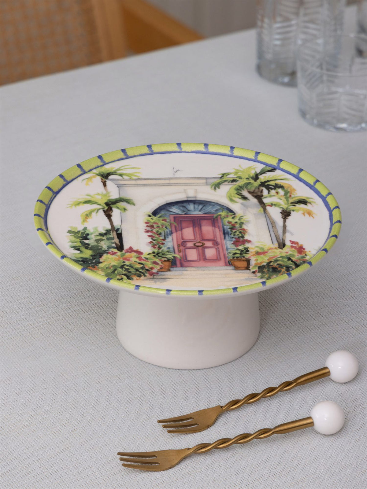 The Mia Palma Ayaklı Servis Tabağı 19x10 cm