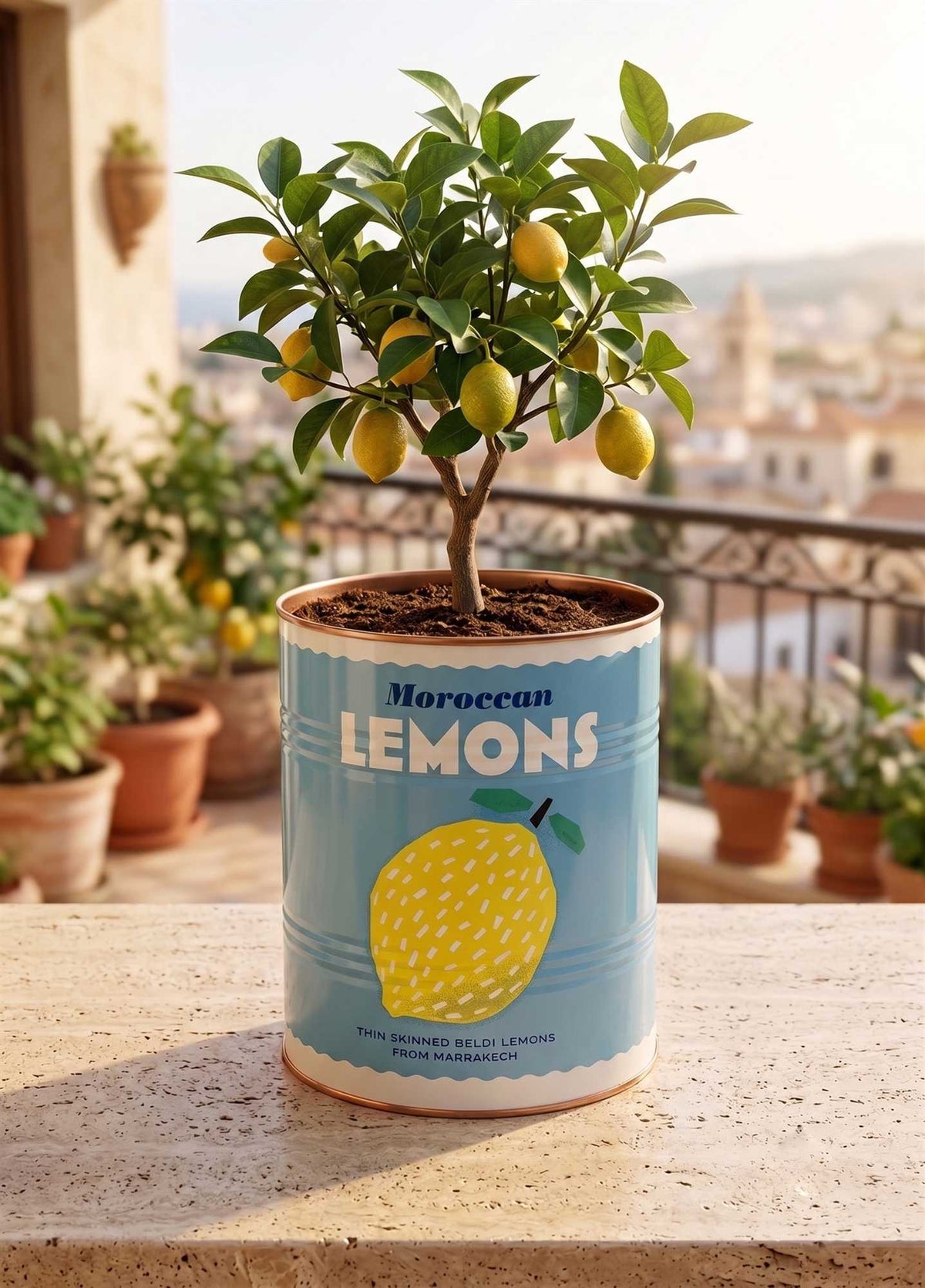 The Mia Retro Metal Saksı Lemon and Tomato 20 x 24 cm
