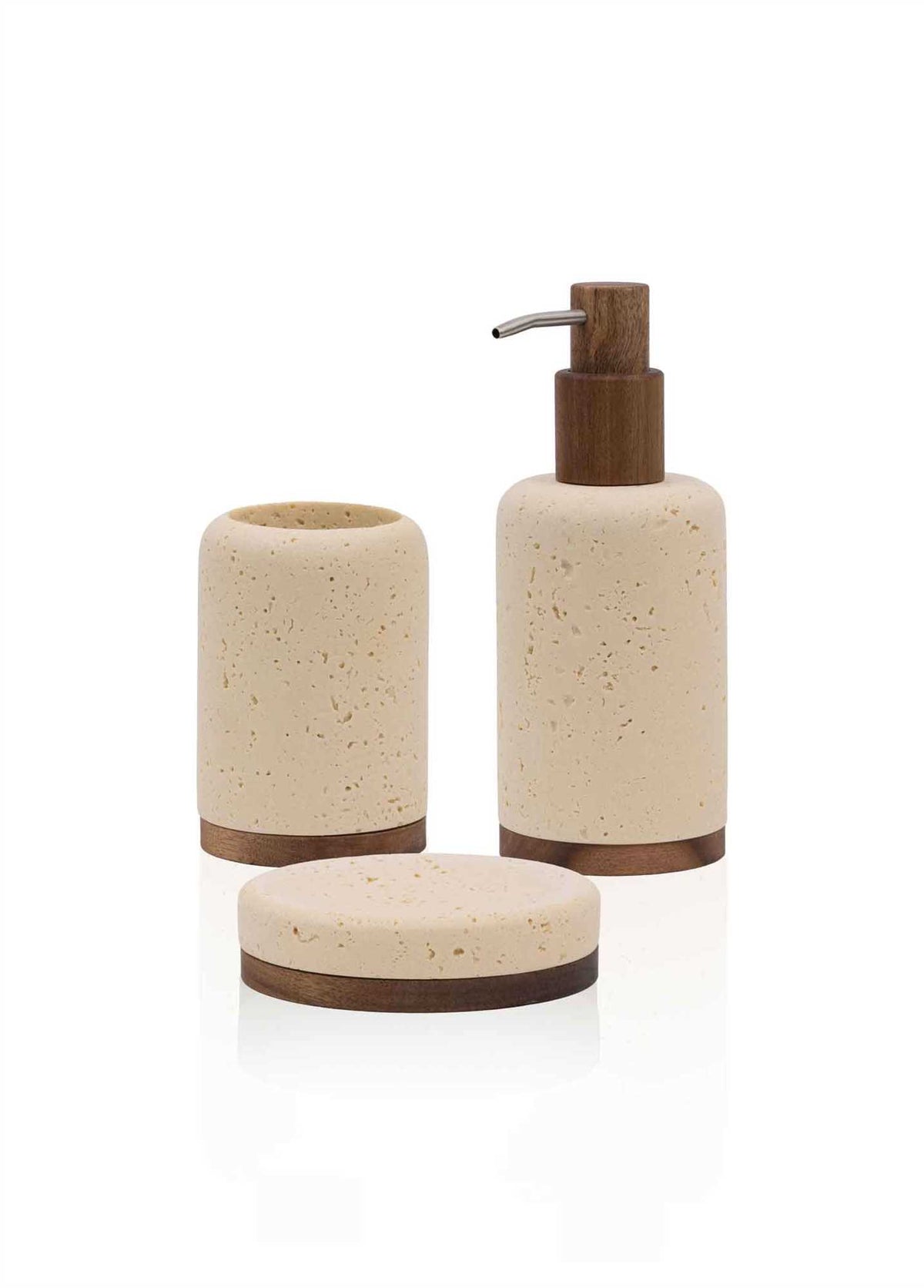 The Mia Travertine Banyo Seti Bej 3 Parça