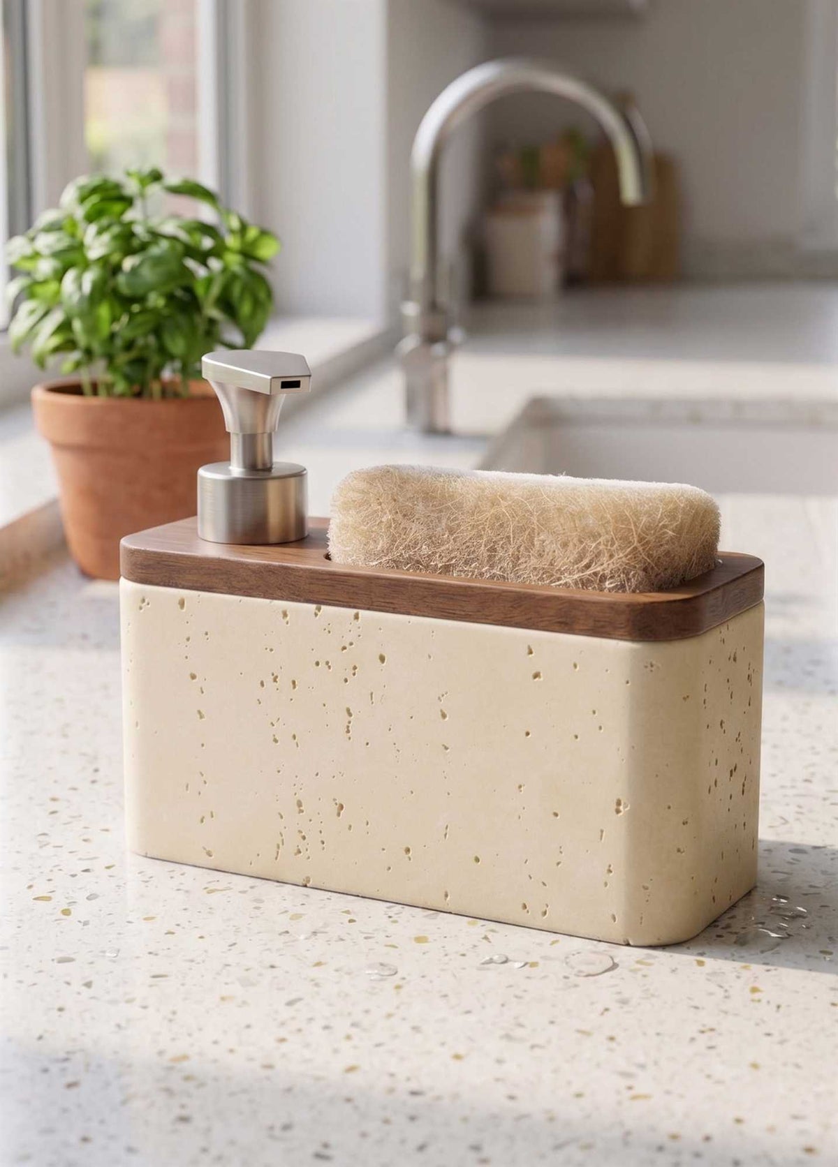 The Mia Travertine Süngerli Sıvı Sabunluk Krem 420 ml