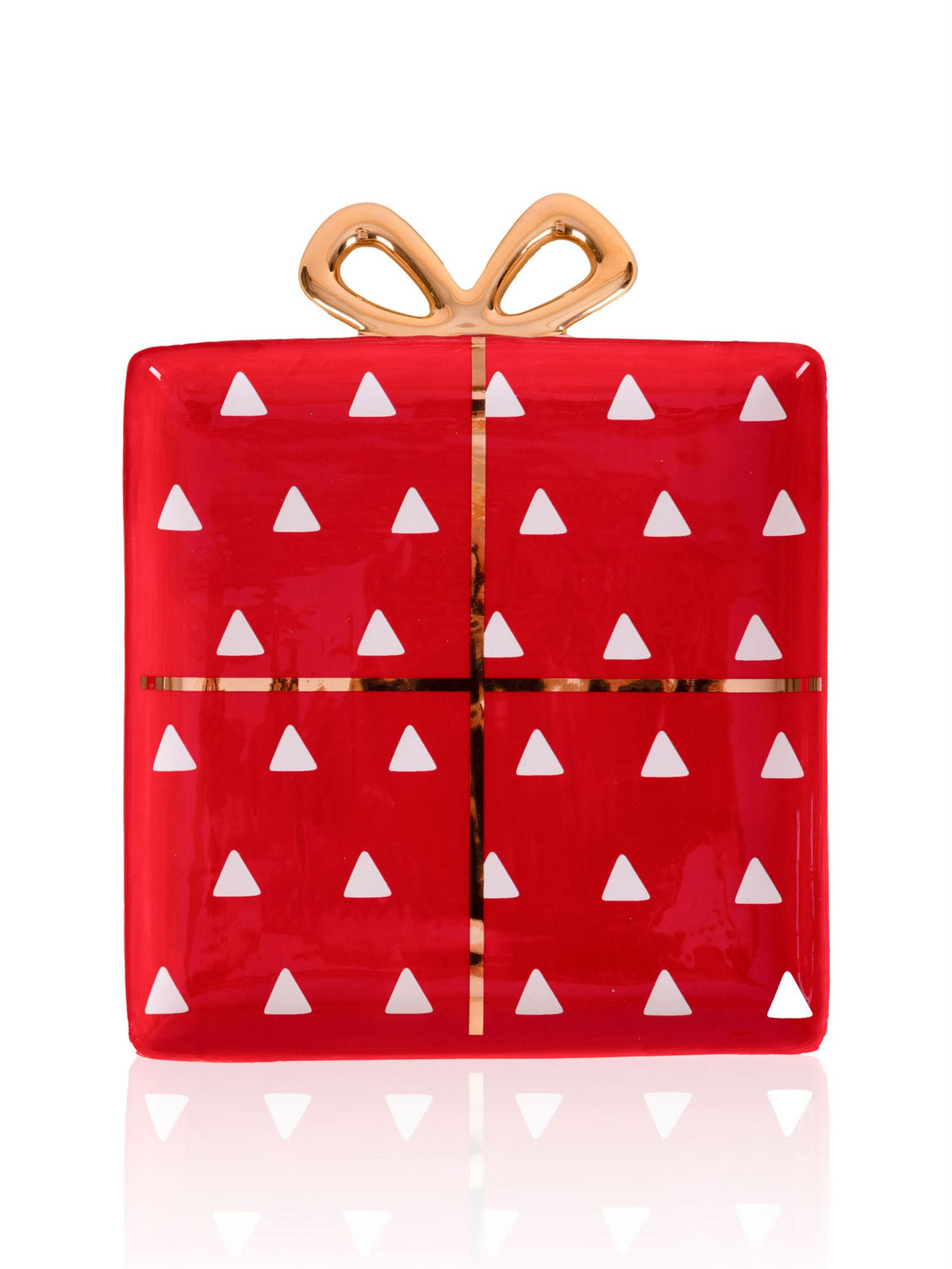 The Mia Fiyonk Figürlü Servis Tabağı Krımızı 22x17 cm (Paket: 2 Adet)