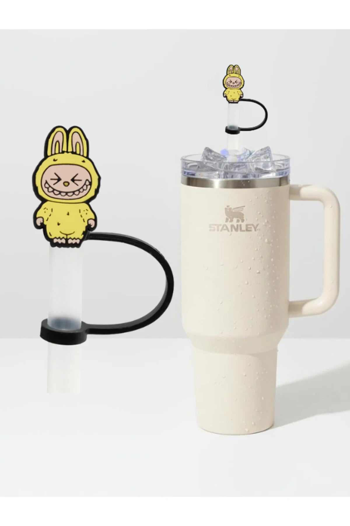 Labubu figürlü silikon pipet tıkacı