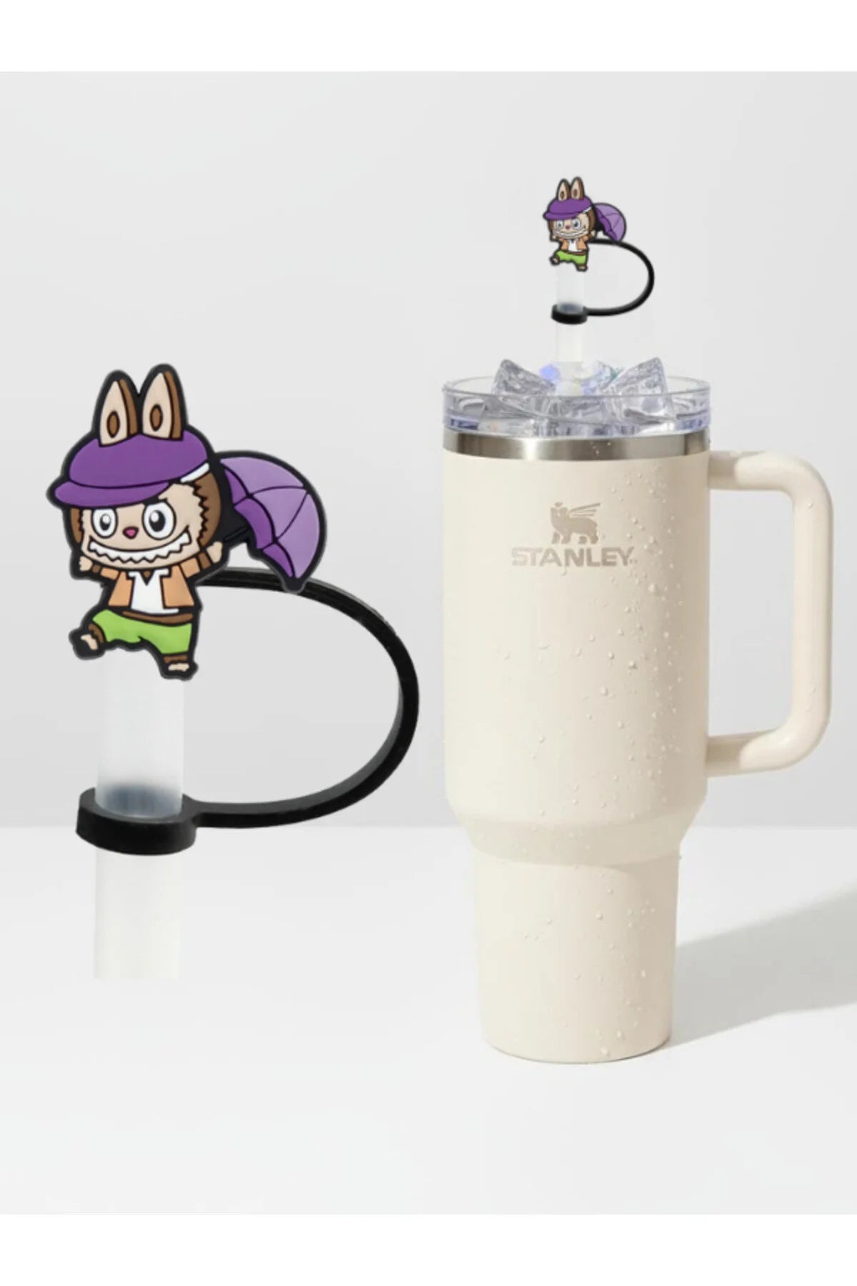 Labubu figürlü silikon pipet tıkacı