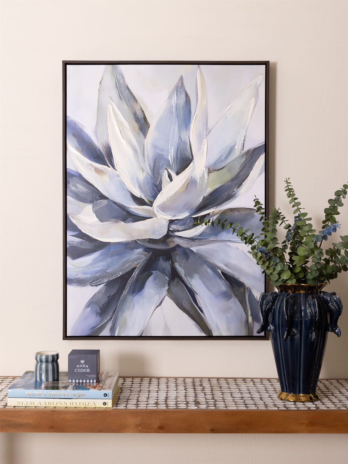 The Mia Neutral Floral Kanvas Tablo 70x100 cm