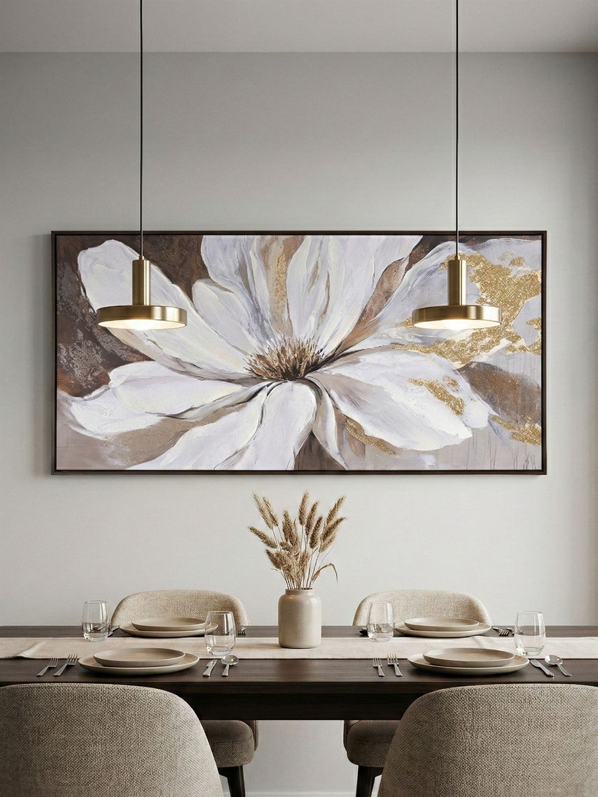 The Mia Floral Kanvas Tablo 140x70 cm