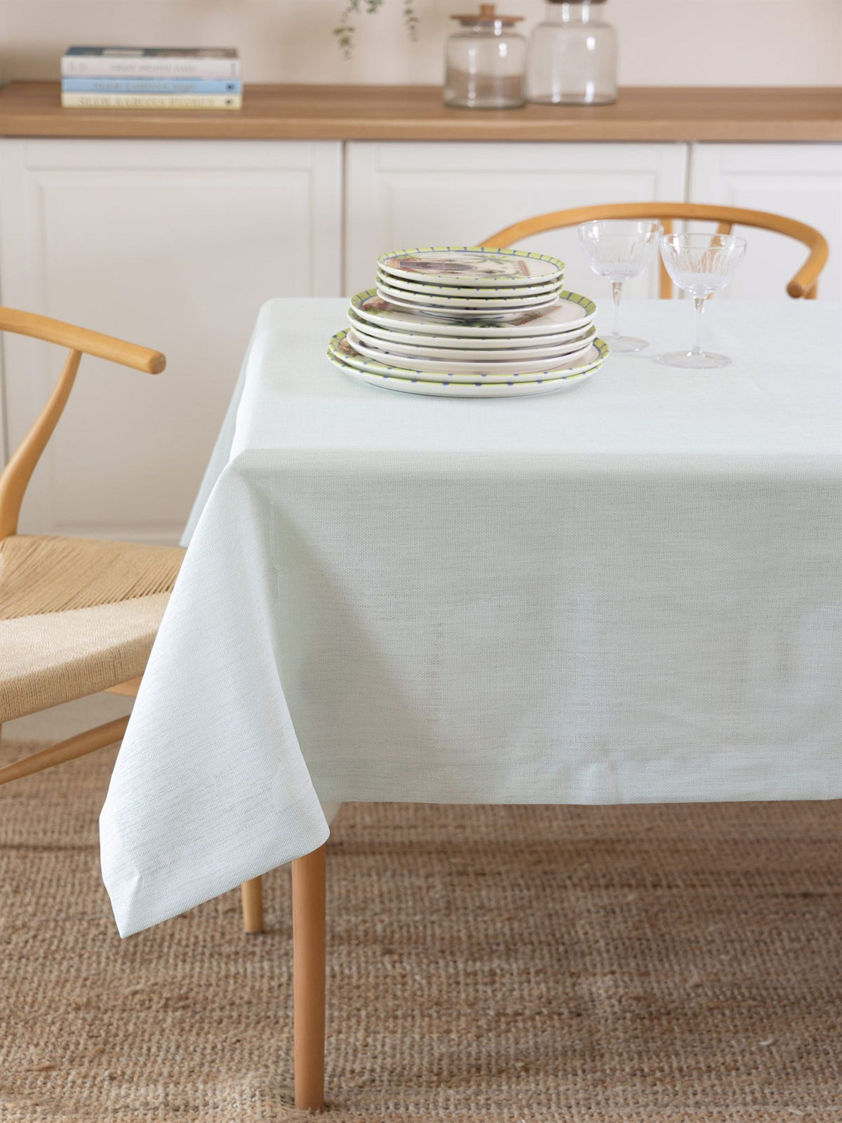 The Mia Linen Plus Dikdörtgen Masa Örtüsü Mint 150x230 cm