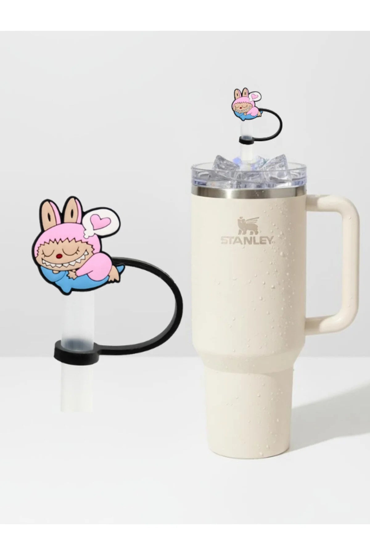 Labubu figürlü silikon pipet tıkacı