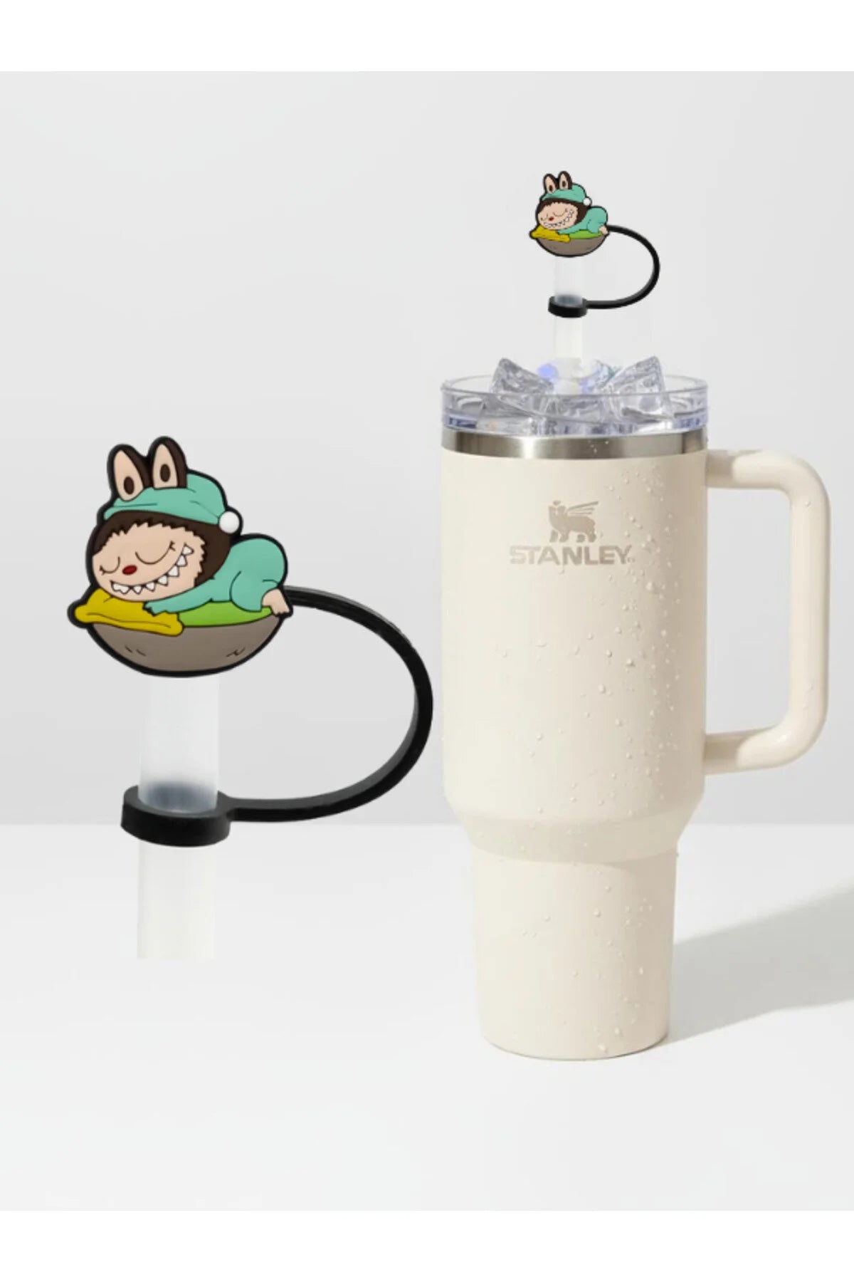 Labubu figürlü silikon pipet tıkacı