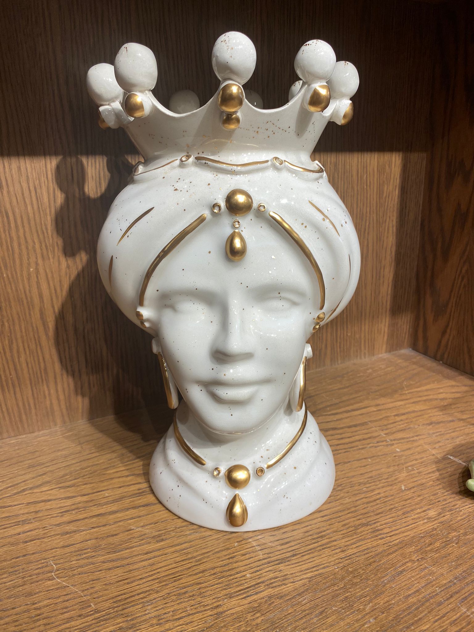 Gold Embroidered Face Vase