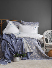 Apricitas Home Albatros Indıgo Çift Kişilik Timeless Prime Set Yatak Örtüsü Nevresim Takımı