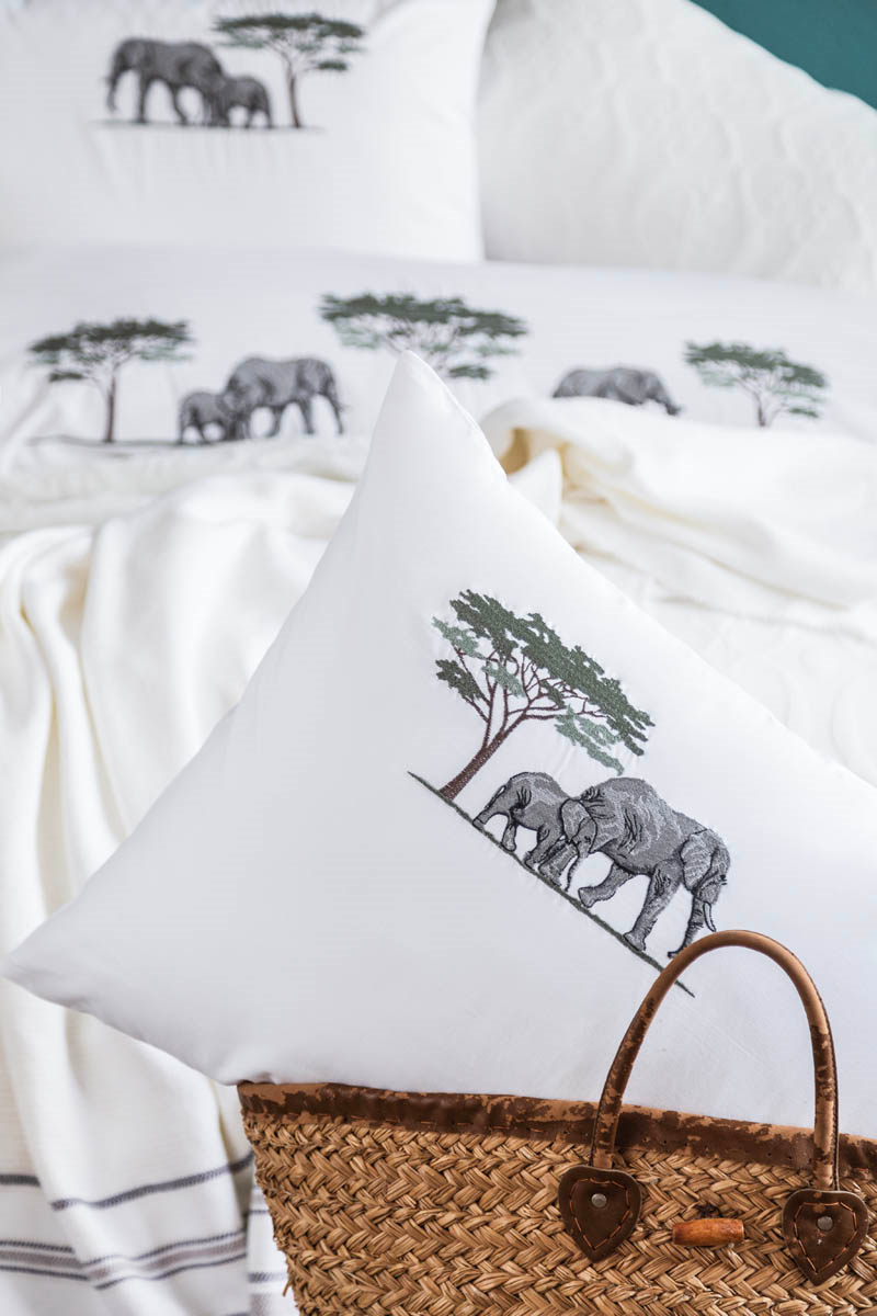 Çift Kişilik Aleph White Timeless Yatak Örtüsü Nevresim Prime Set