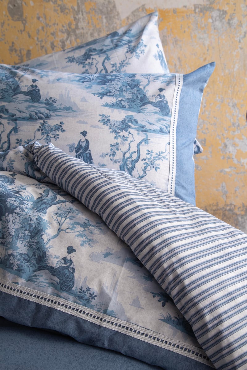 Apricitas Home Francis Indigo Çift Kişilik Krep Nevresim Takımı