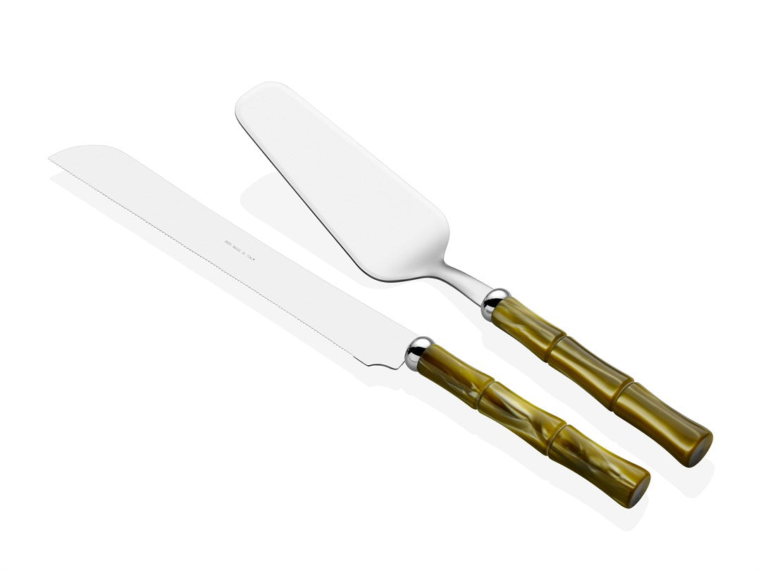 Bamboo zeytin yeşili pasta servis seti
