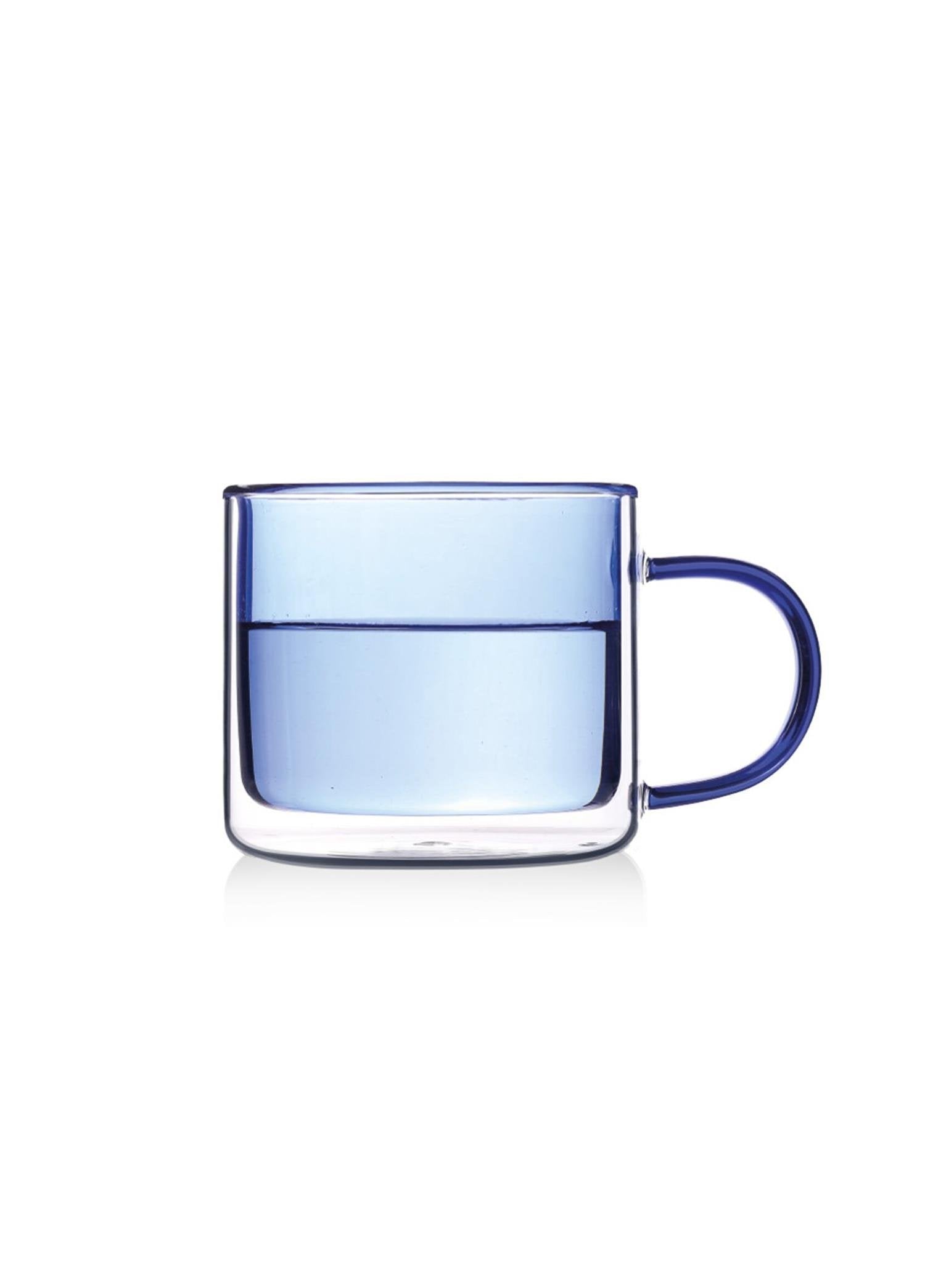 The Mia Double Walled Glass Mug Blue 250 ml