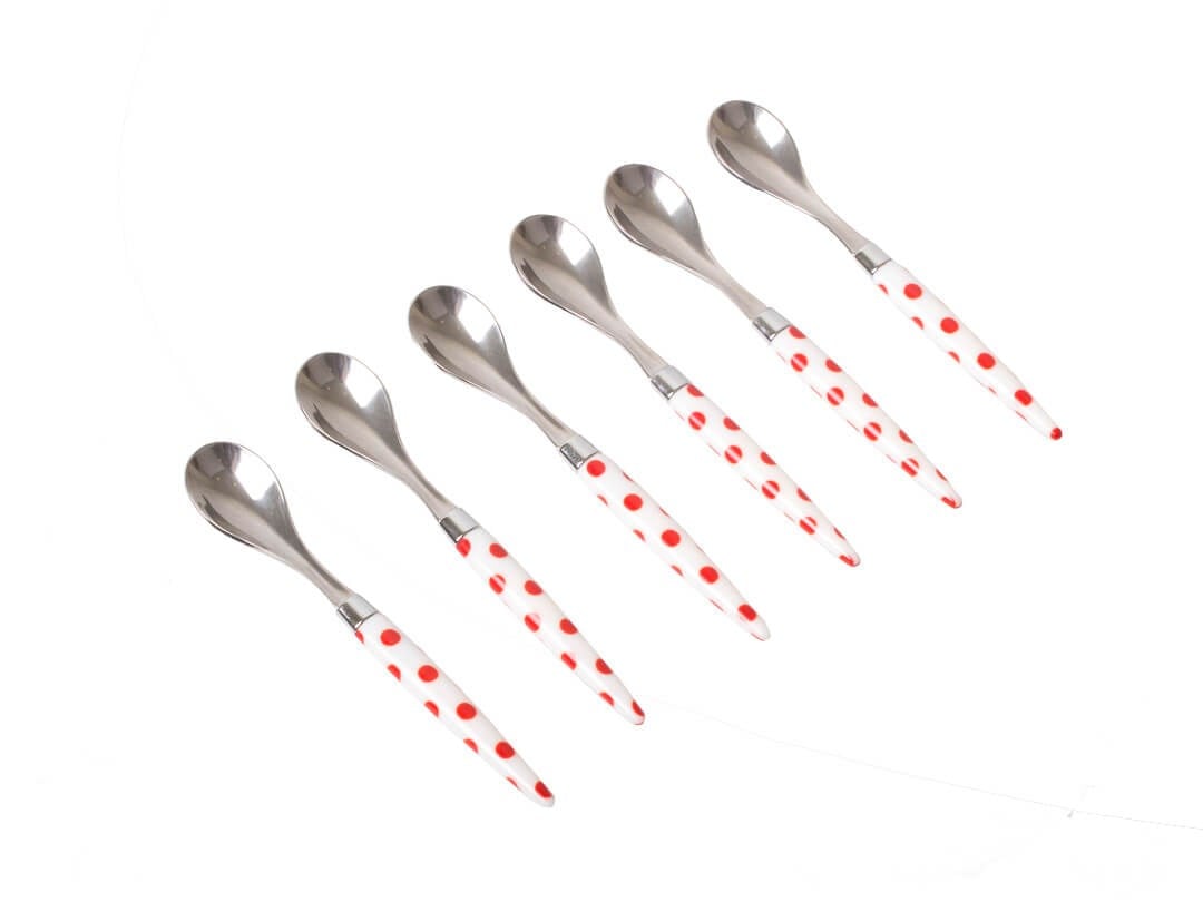 Color Dots kırmızı çay kaşığı seti