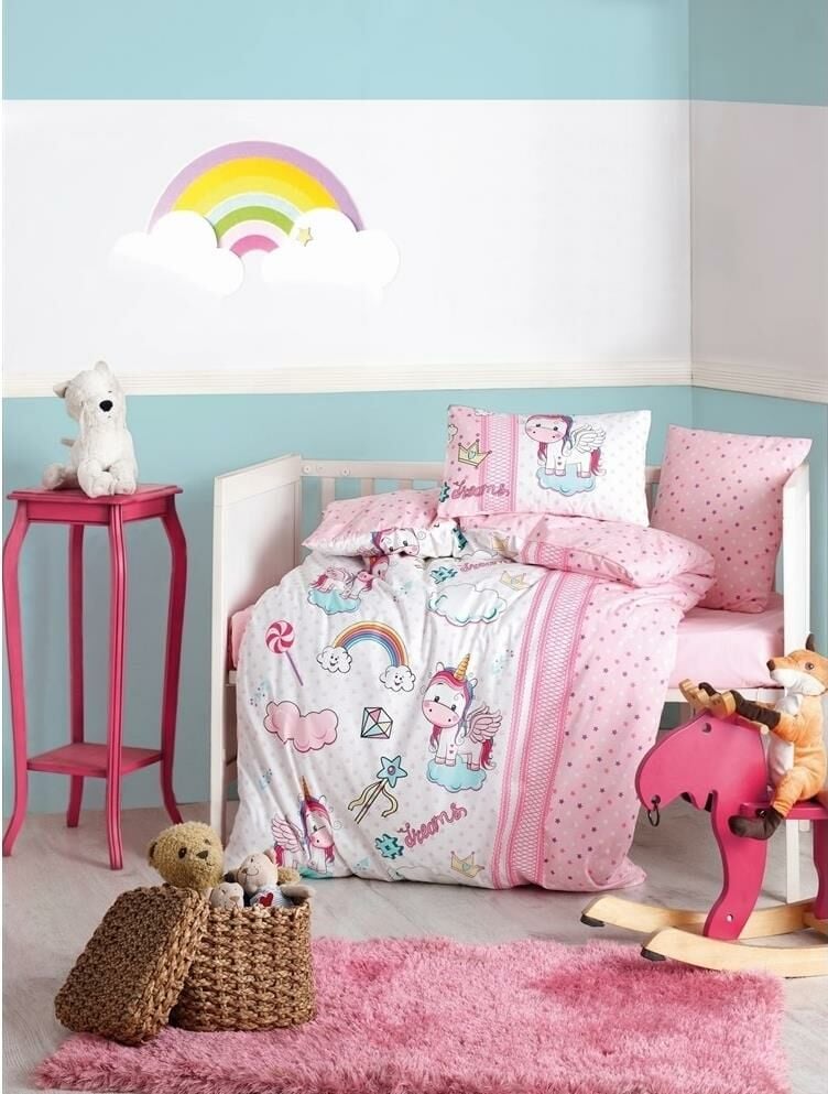 Unicorn Pink Baby Duvet Cover Set