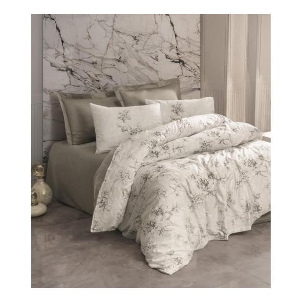 Cotton Box Double Satin Duvet Cover Set Florid Mink