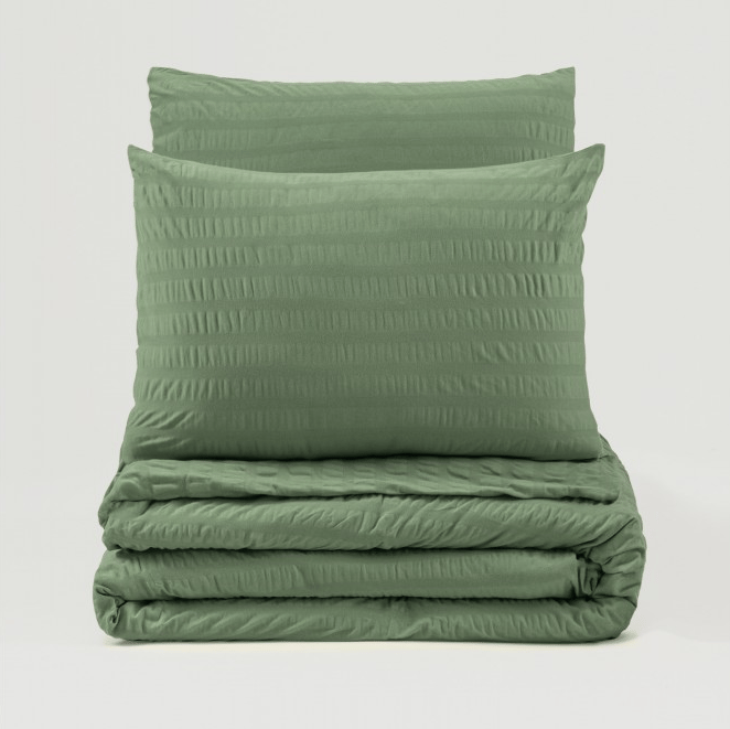 Cotton Box Crepe Combed Cotton Double Elastic Sheet Duvet Cover Set Green