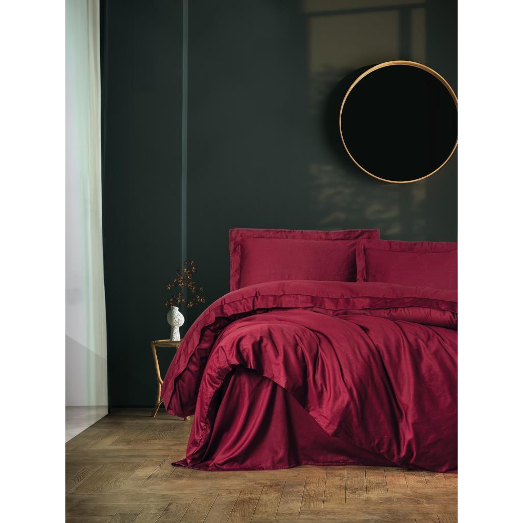 Elegant Satin Double Duvet Cover Set Claret Red