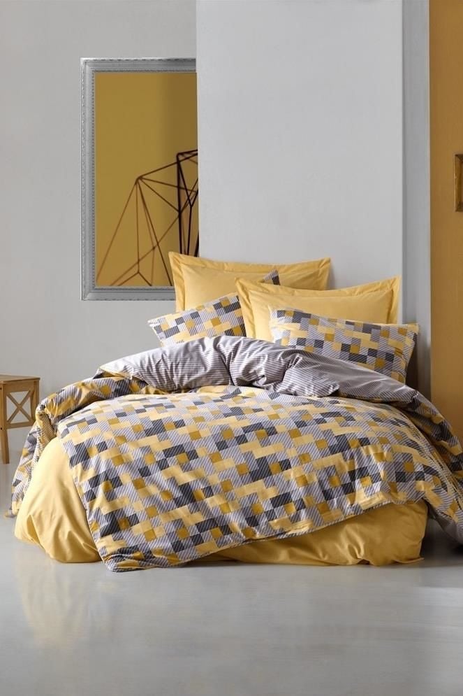 Cotton Box Minimal Ranforce Double Duvet Cover Set - Elon Yellow