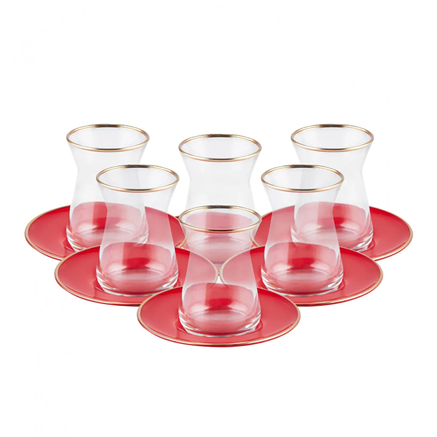 Karaca Retro Kırmızı 6 Kişilik Çay Seti