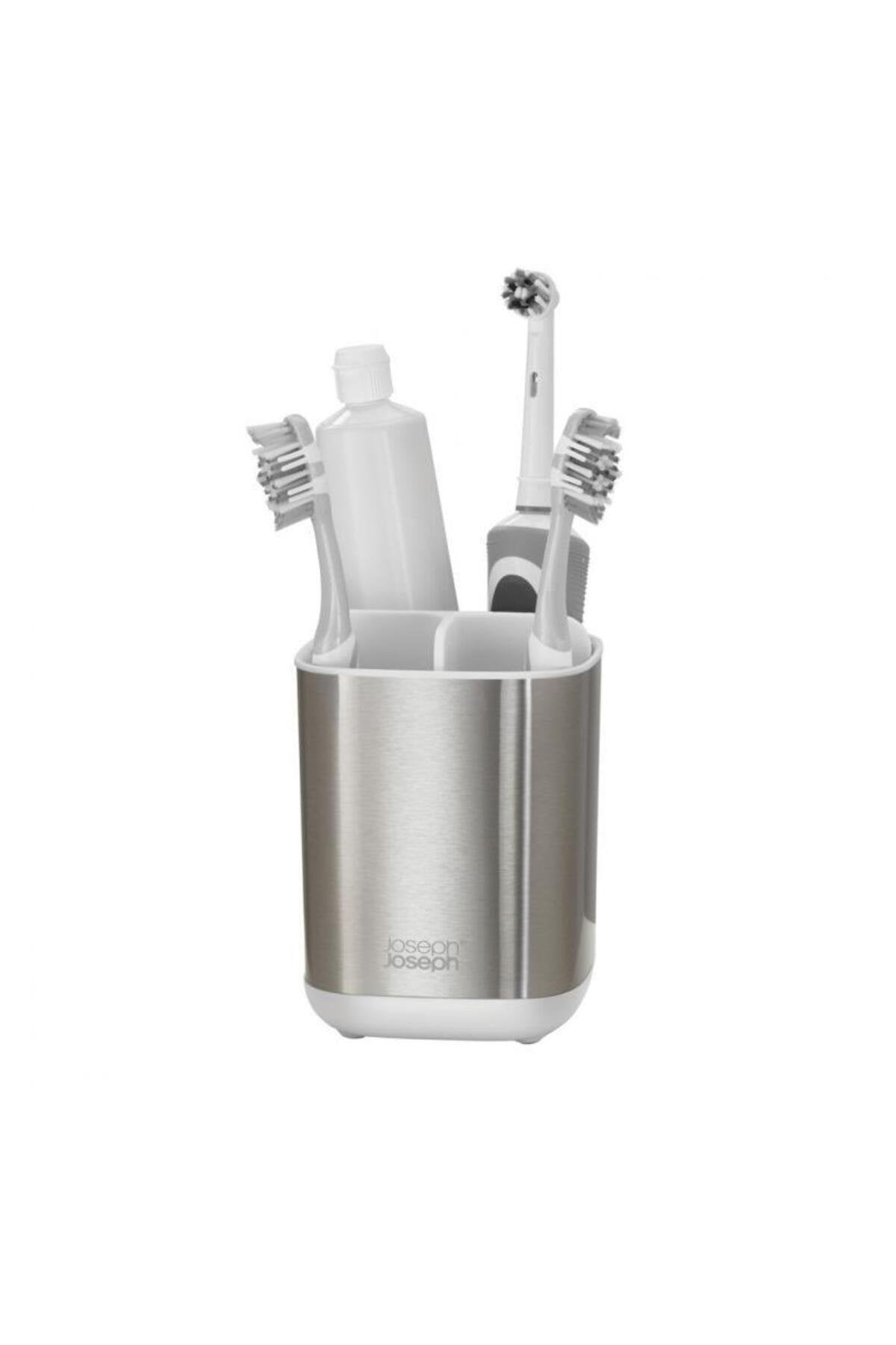 Joseph Joseph Easy-Store Steel Diş Fırçalık - Beyaz/Gri