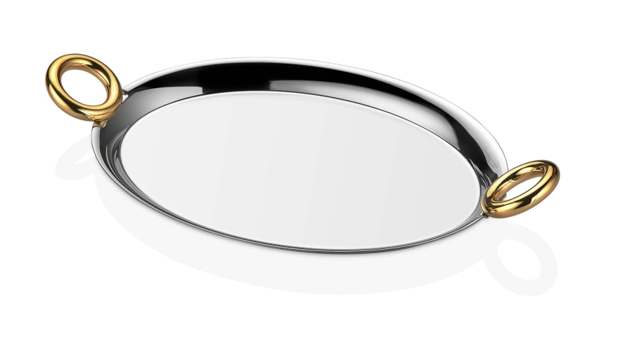 Oval Altın Kulplu İkramlık Tepsi