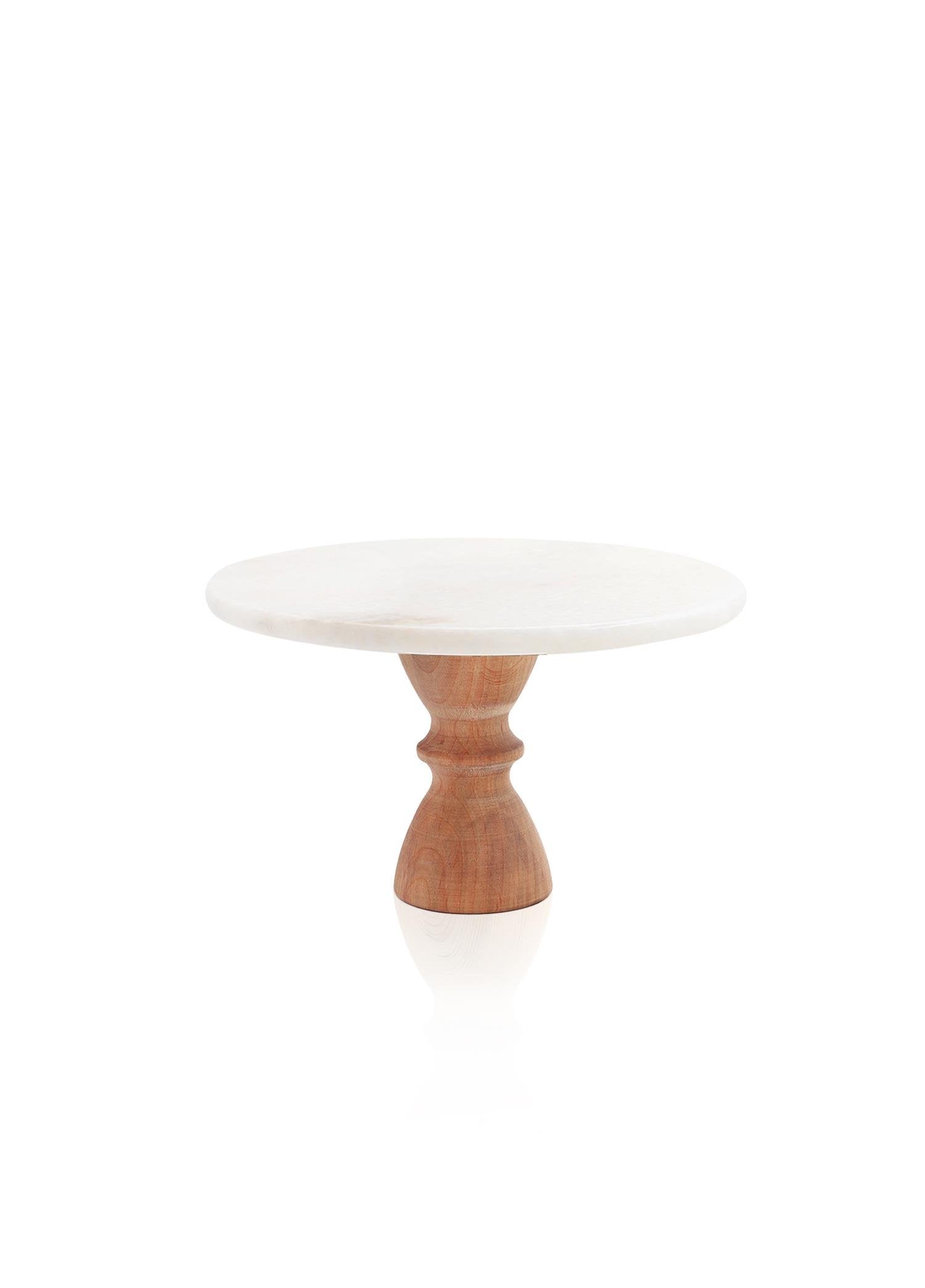 The Mia Marbre Marble 28 Cm White Service with Wooden Legs