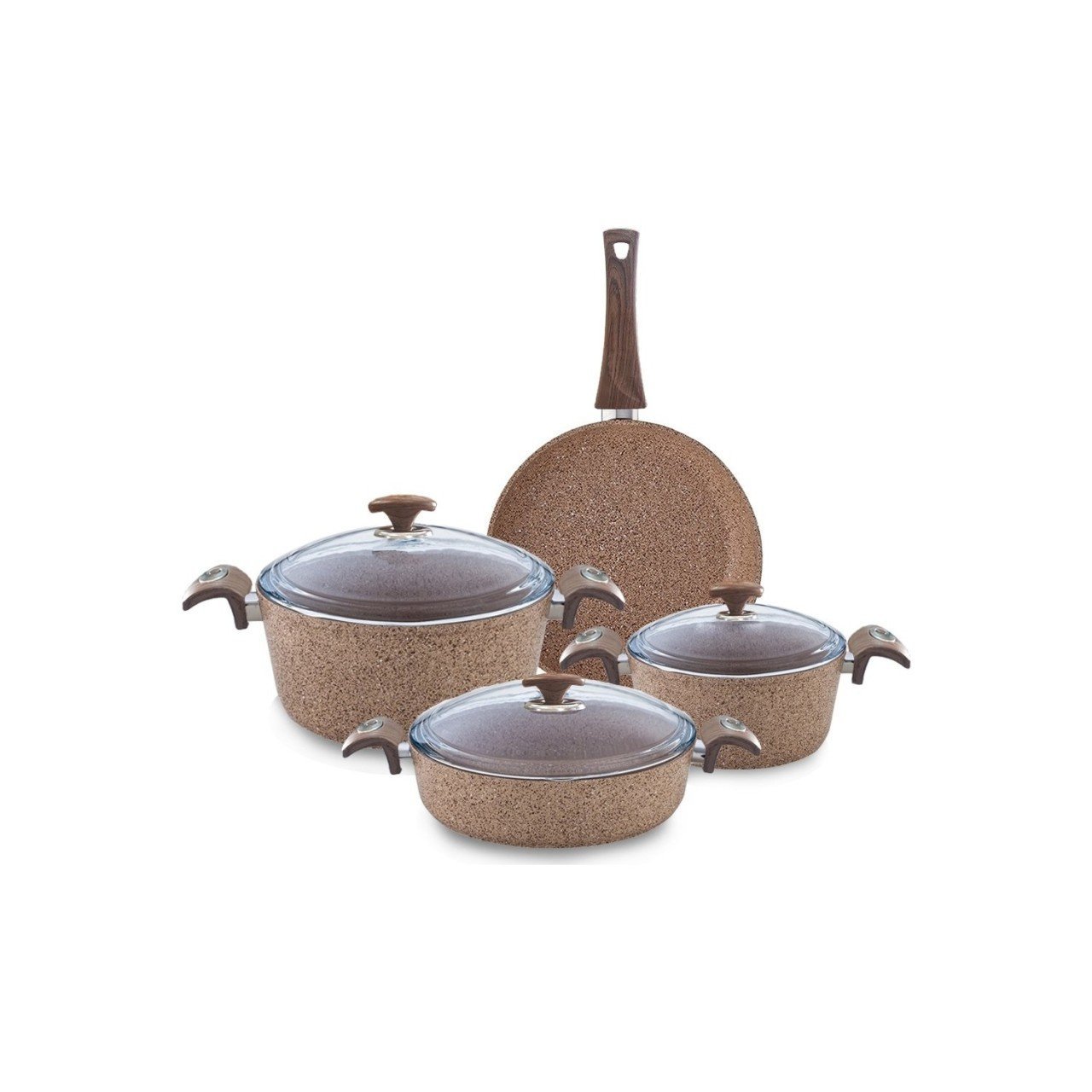 Oms 7 Piece Cookware Set Granite Rosegold 3105