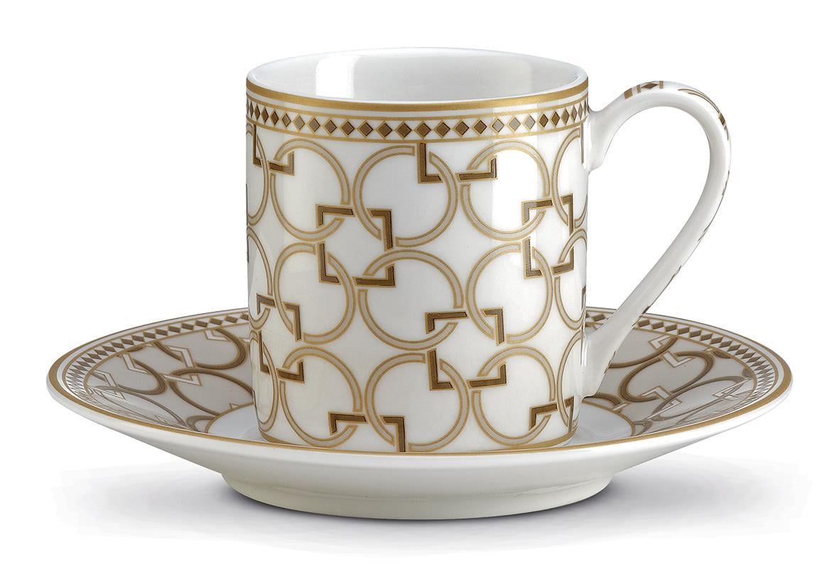 Pozzi Milano Deco 2'li Porselen Kahve Fincanı 80 ml & Tabağı - PM0125 DECO