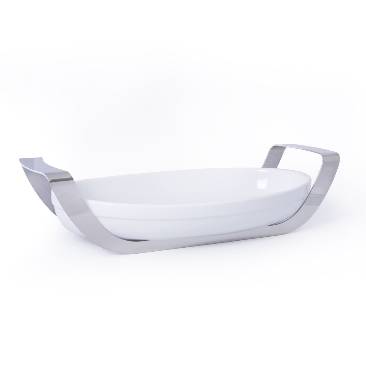 Silver Metal Standlı Oval Porselen Servis