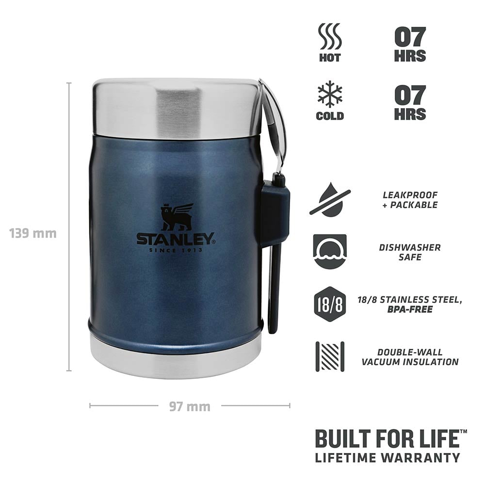 Stanley Classic Stainless Steel Food Thermos with Spoon 0.40L, Navy Blue 