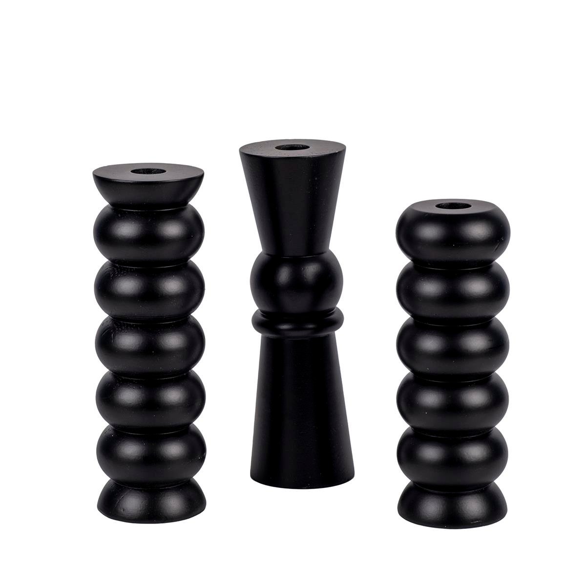 3-PIECE DESIGN BLACK CANDLESTICK