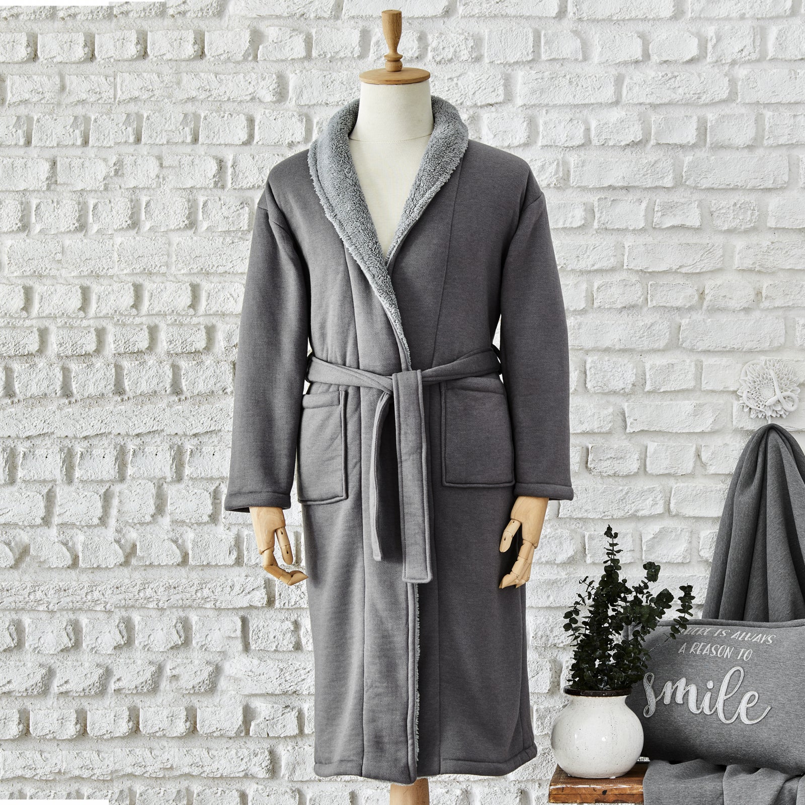 Karaca Home Softy Men's Comfort Dressing Gown Gray