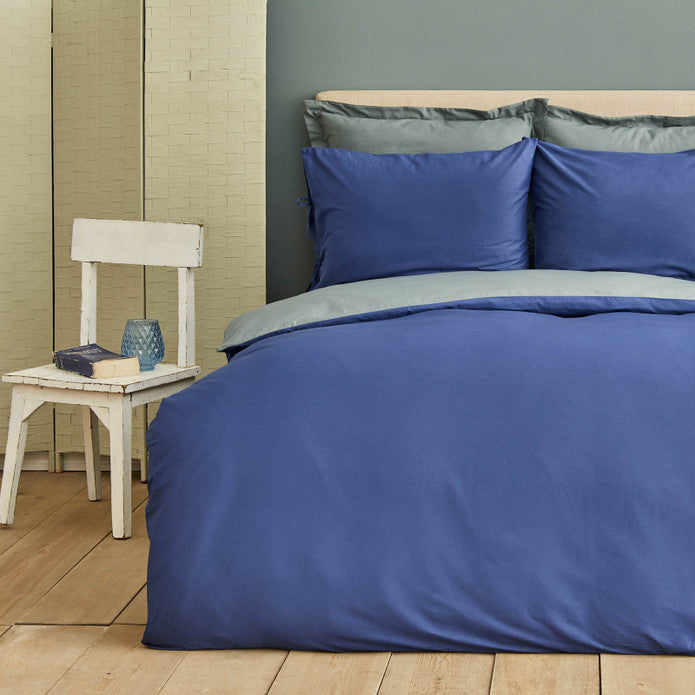 Karaca Home Basic Petrol-Navy Blue 100% Cotton Double Sided Double Duvet Cover Set