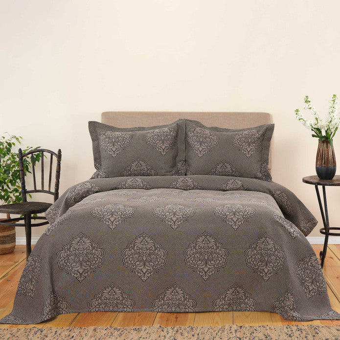 Karaca Home Amelie Siyah Çift Kişilik Yatak Örtüsü Set
