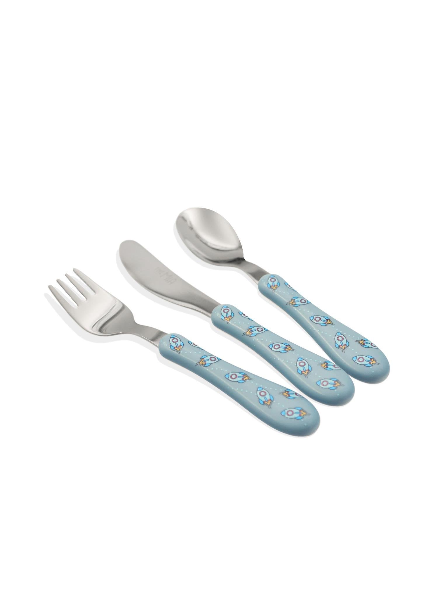 Baby Fork Spoon Knife Set Rocket 3 Pieces