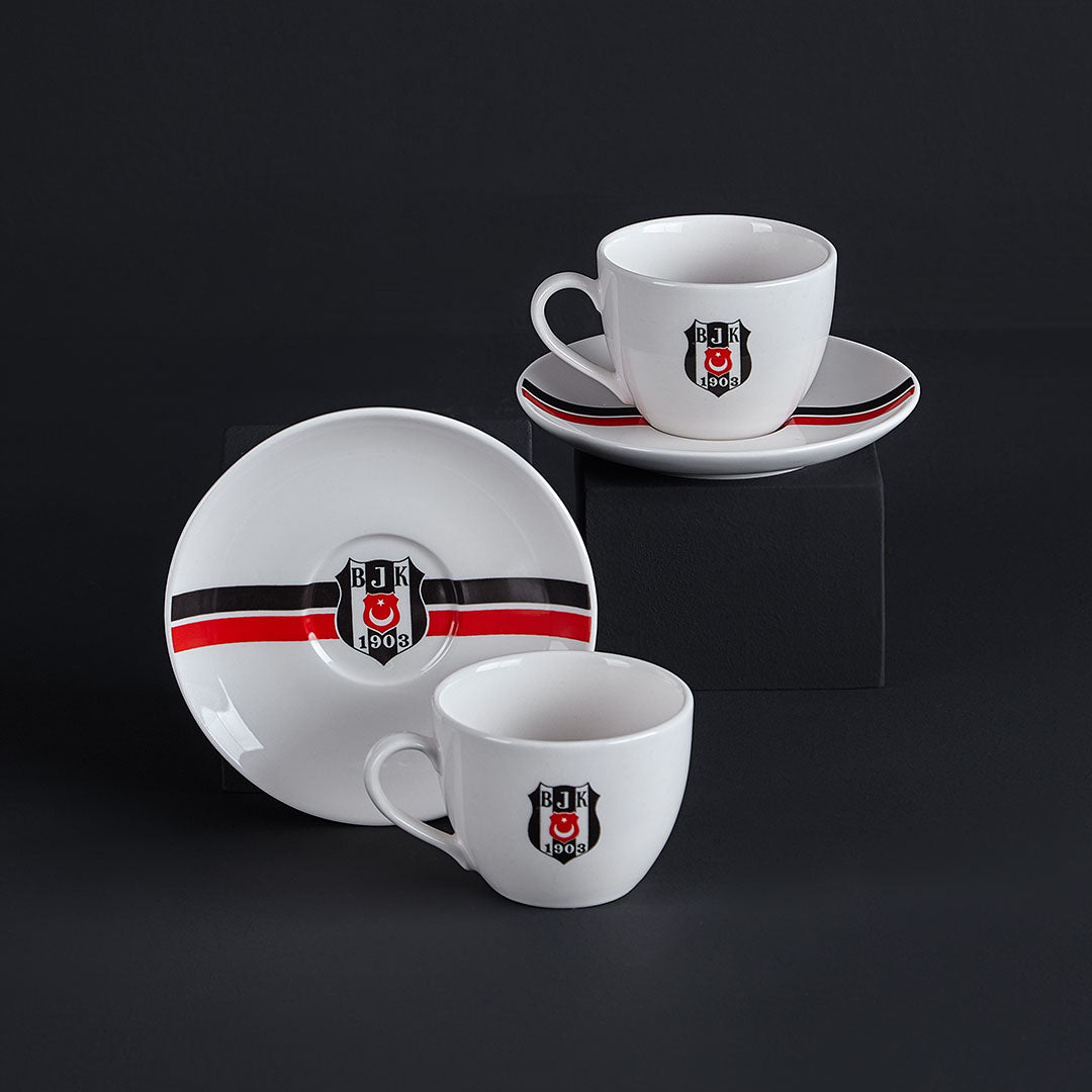 Neva N3427 Beşiktaş Licensed Striped Set of 2 Tea Cups 